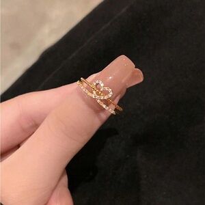 Gold & Diamond Heart Ring - one size fits all